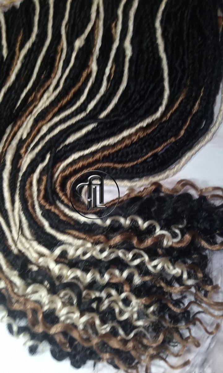 Black Blonde 613 Honey Blonde 27 Single Ended SE 75 Piece Set Kit Goth Mixed Soft Witch Boho Dread Braid Hair Wraps Extensions Textured