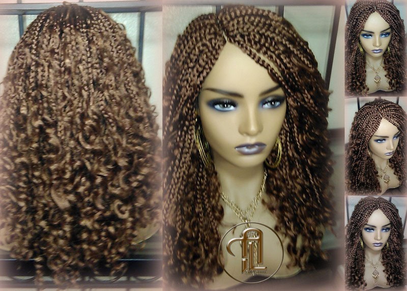 Box Braid Boho Short Curly Wig 14in Brown Auburn 30 Distressed Goddess Box Braids Loose Curly Hair
