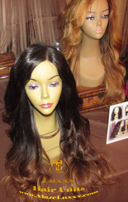Ombre Virgin Hair Unit! 24 In' Long Brown #30 4x4 Closure Custom Color Lace Front Celebrity Wigs Ciara Wig Look