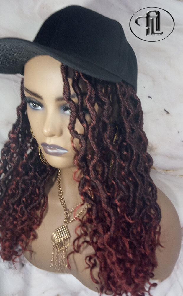 Goddess Locs Braid Wig Hat Baseball Cap 350 Ombre Mermaid Boho curly bohemian Gradient Hair Short Curly 14 16 in Hat Wig Gym Braided Hat Wig