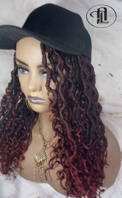 Goddess Locs Braid Wig Hat Baseball Cap 350 Ombre Mermaid Boho curly bohemian Gradient Hair Short Curly 14 16 in Hat Wig Gym Braided Hat Wig