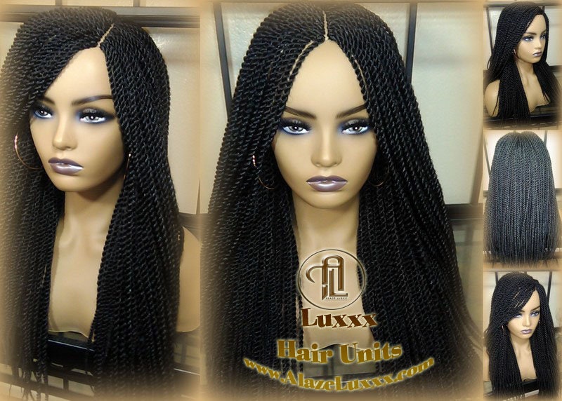 Long Straight Small Senegalese Twist Wig Black 1B Braided Twisted Wig Xpressions Braiding Hair Wig Black Wig Motown Tress Senegalese Twist