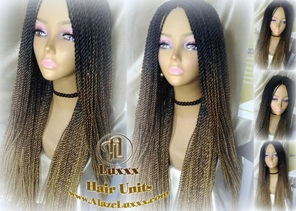 Senegalese Twist Braid Wig 26 28 Inch Long Ombre Black Brown Blonde 27 Small Crochet Braids Drag Queen Wig Synthetic Braiding Alopecia