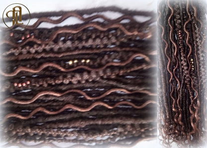 Curly Wavy Single Ended SE 75 Piece Set Kit Ginger Brown Mixed Soft Crochet Bohemian Dread Braid Hair Hippy Extensions Textured  Realistic