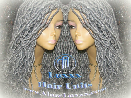 Storm Silver Grey Gray 44 51 Platinum Storm Gypsy Bohemian Boho Goddess Faux Dread Locs Wig Unit Wavy Dred  Coplay Lock Crochet Costume Hair