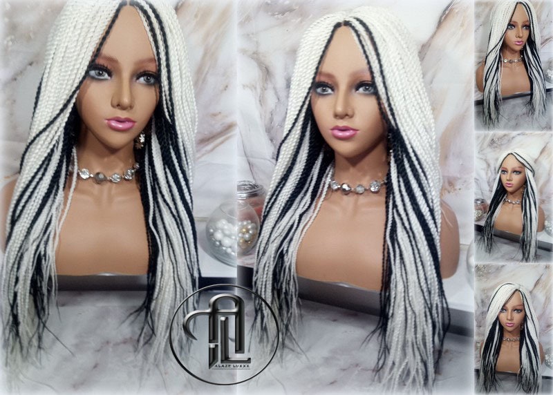 White Black #60 Senegalese Twist 24 Inch Long Soft Crochet Ombre High Temperature Braids Hair Synthetic Braiding Hair Extension