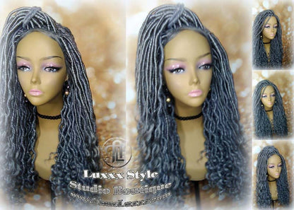 Lace Frontal Lace Front Straight Storm Silver Grey Gray 44 51 Platinum Gypsy Goddess Faux Dread Loc  Lock Crochet Freetress Model Model Wig