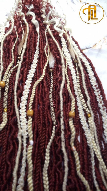 613 Blonde Ginger Curly End SE Braid Plaits Twist Set 100 Piece Set Kit Crochet Boho Mermaid Dread Hair Wrap Extensions Single Loop Dread