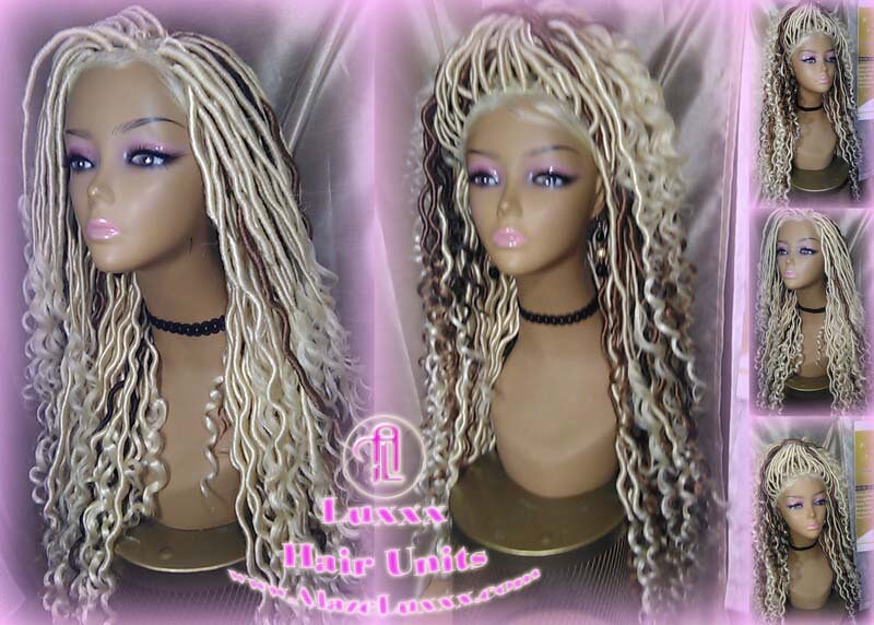 Lace Frontal Lace Front Goddess Faux Locs Wig Baby Hair Platinum Blonde Brown Goddess Faux Locs Dread Loc wigs Gypsy Boho 613