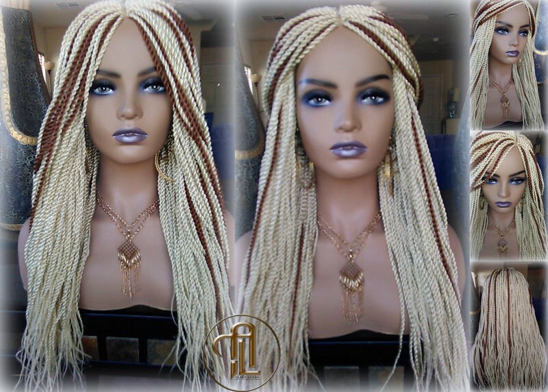 613 Blonde Brown Long Straight Small Senegalese Twist Wig Unit  Blonde 22 Crochet Loc 613 30 Braiding Platinum Braids Wig