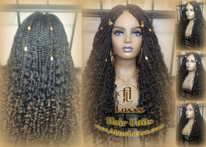 Box Braid Wig Long Brown black boho curyly box braids 1b 30 brown auburn Medium Straight bohemian gypsy  Mix Blonde Ombre SAME DAY SHIPPING