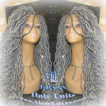 Storm Silver Grey Gray 44 51 Platinum Storm Gypsy Goddess Faux Dread Locs Wig Unit Wavy Dred Cosplay Lock Crochet Freetress Model Model Wigs