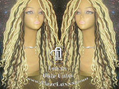Long Braided Wig Double Single Ended Synthetic Curly Extensions Dreadlock Dreadlocks Blonde Gypsy Bohemian Boho Goddess Locs Dred Lock