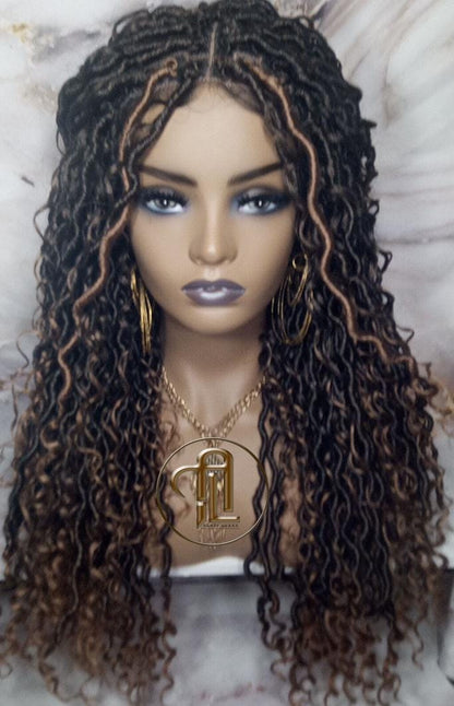 Full Lace River Goddess Loc Wig Distressed Dread Baby Hair Wigs Brown Blonde Faux  Long Wavy Blonde Tips End 27  Hair Bohemian Boho Gypsy