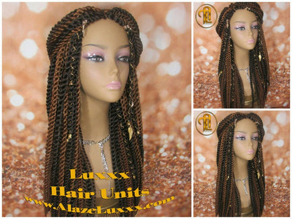 Large Senegalese Twist Wig Unit! Big Straight Long Braider Brown #4 #30 Crochet Big Jumbo Wool Twist Braided Wig hair charms wig maker