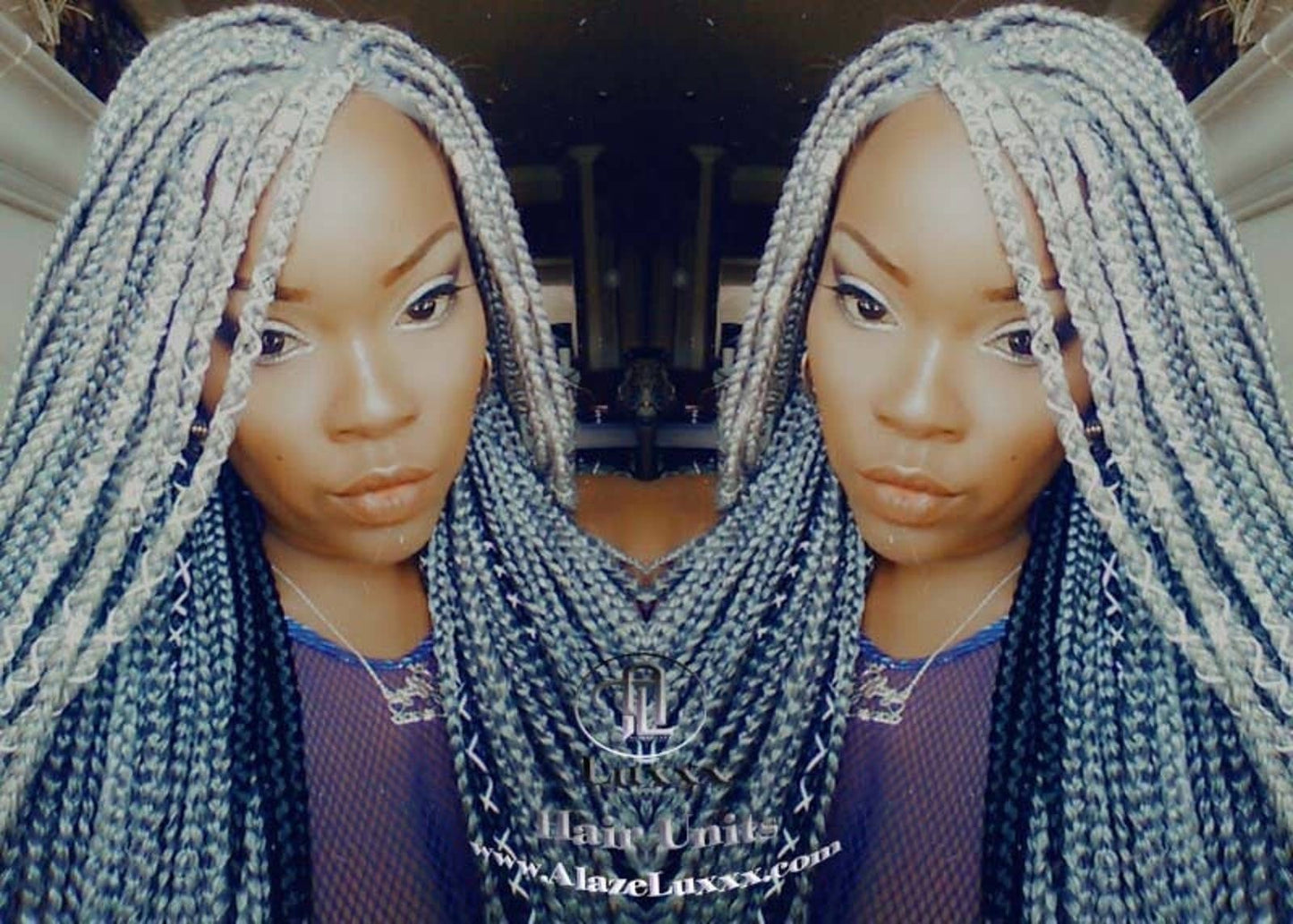 Box Braid 44 51 Wig Grey Gray Silver Lace Baby Hair Storm Long Medium Straight Glueless! Braid Lace Wig Pre Stretched Braiding Hair