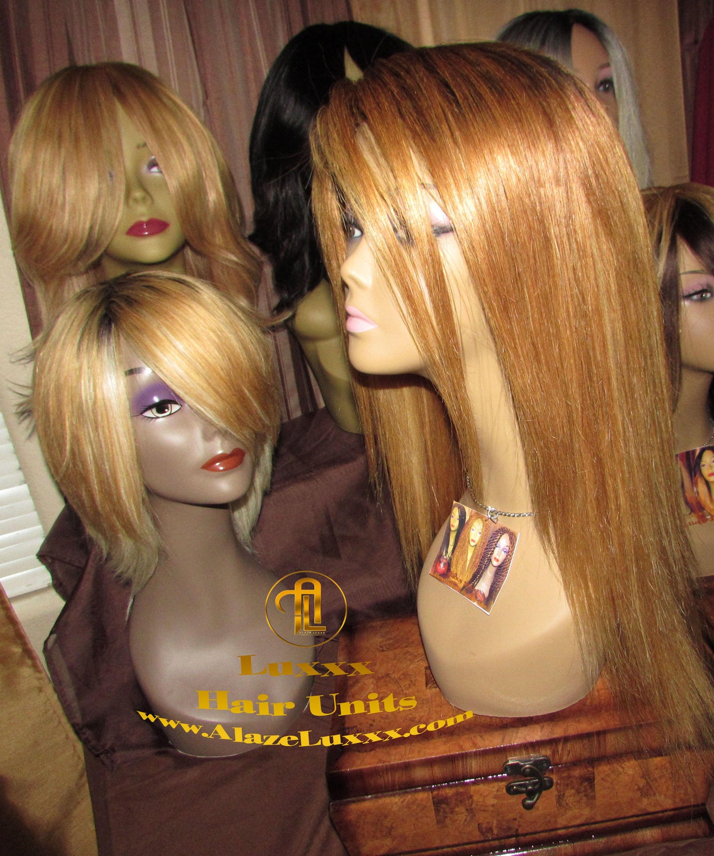 Dark Roots Honey Blonde 16 In' Straight Long  Auburn 27/613 Ombre Custom Color Virgin Hair Unit Lace FrontWigs Kim Khloe Kardashian Wig Look