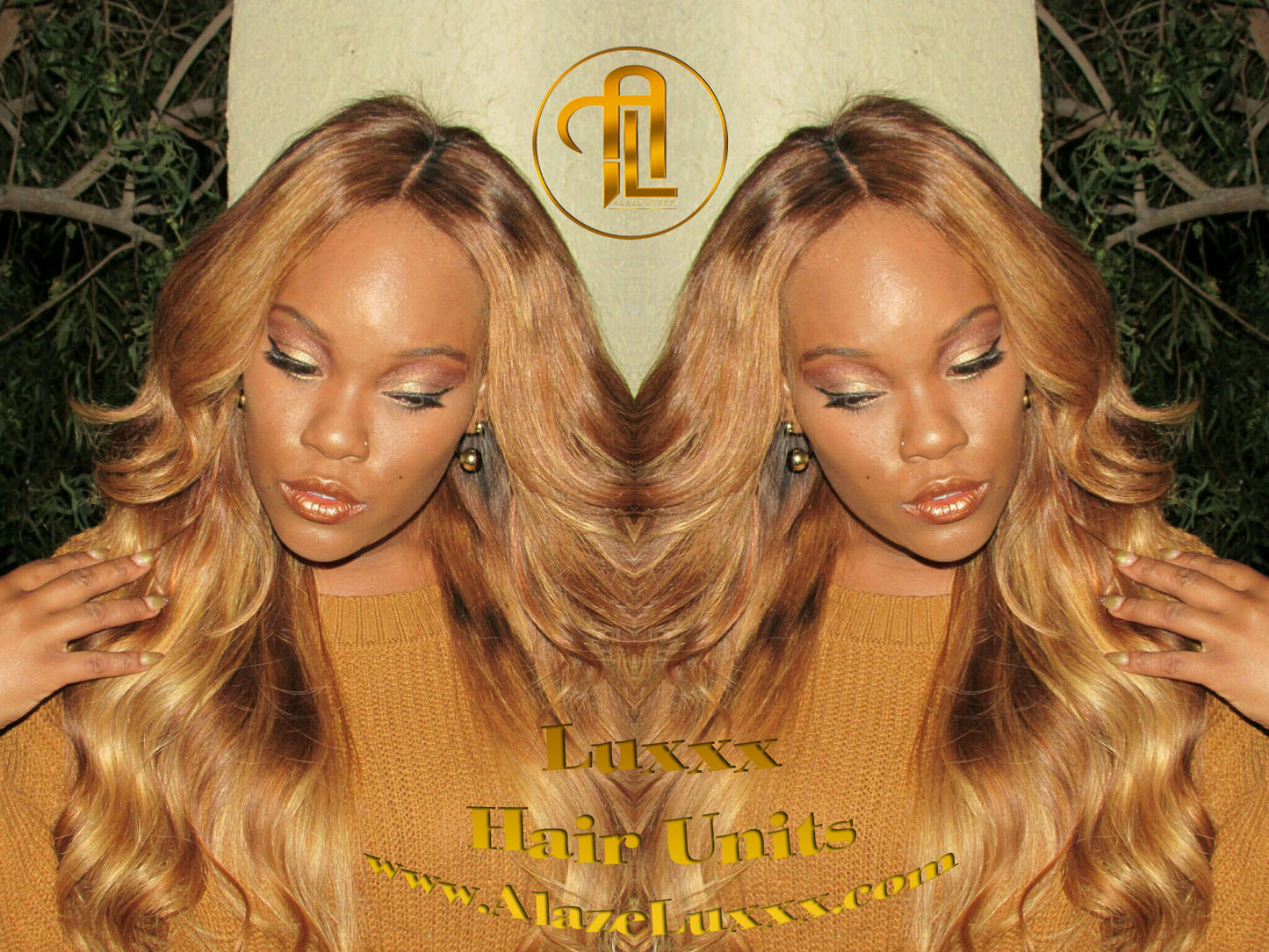 Honey Blonde Auburn 27/30 Dark Roots Ombre 24 In' Long  Custom Color Virgin Hair Unit Lace Front Celebrity Wigs Kim Khloe Kardashian Wig