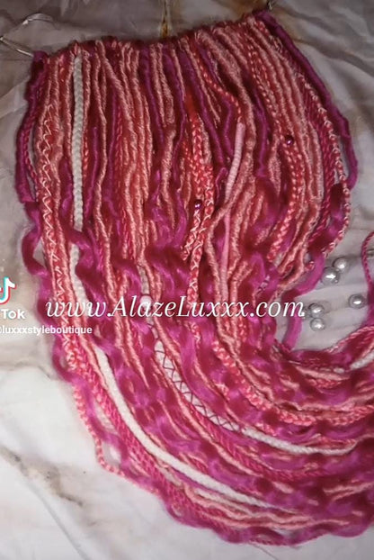 Pink white curl SE 75 Piece Set Straight wavy dreads textured braid Bohemian synthetic dreadlock Soft Boho Dread Braid Hair Extension Plaits