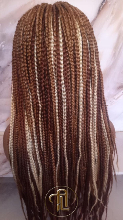 Lace Frontal Braid Wig Blonde Brown Ginger 27 30 613 Box Braid Wig Copper White Blonde Platinum Lace Baby Hair Unit Straight Glueless Braid