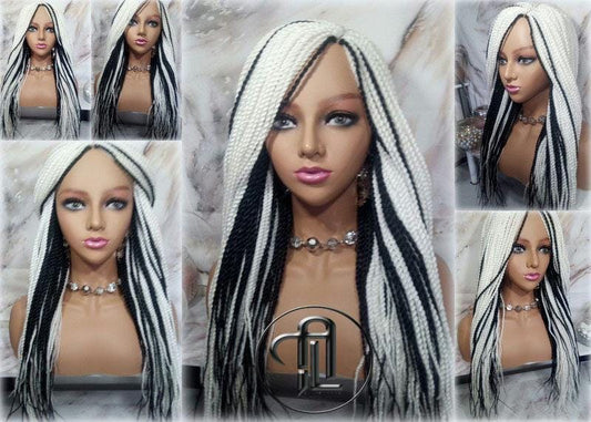 White Black #60 Senegalese Twist 24 Inch Long Soft Crochet Ombre High Temperature Braids Hair Synthetic Braiding Hair Extension