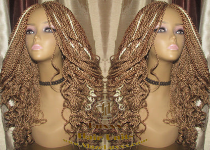 Straight Curled Senegalese Twist WigBlonde Platinum Bombshell 18' Auburn 27 30 613 Curly Alopecia Natural Kinky Marley Braided Braiding Wig