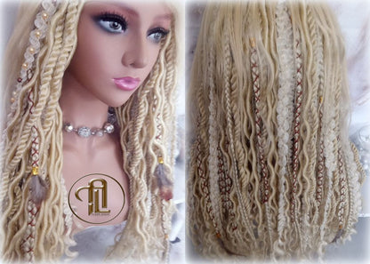 Full Wig with 4x4 Lace Closure Blonde 613 Braids Dreads Mix Set Twist Soft Crochet Boho Dread Braid Set Bohemian extensions