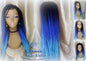 Box Braids Wig  Blue Ombre Straight long wig Small Medium royal sky baby blue Mermaid Hair Drag Queen Cosplay Wig Carnival Festival Hair