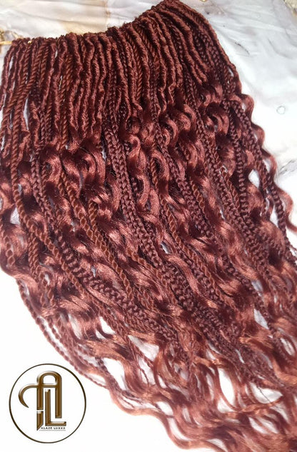 Boho Dread Braid Single Ended Ginger Red Burnt Orangish SE 75 Piece Set Mixed Soft Crochet Hair Wrap Extension Texture Natural Realistic