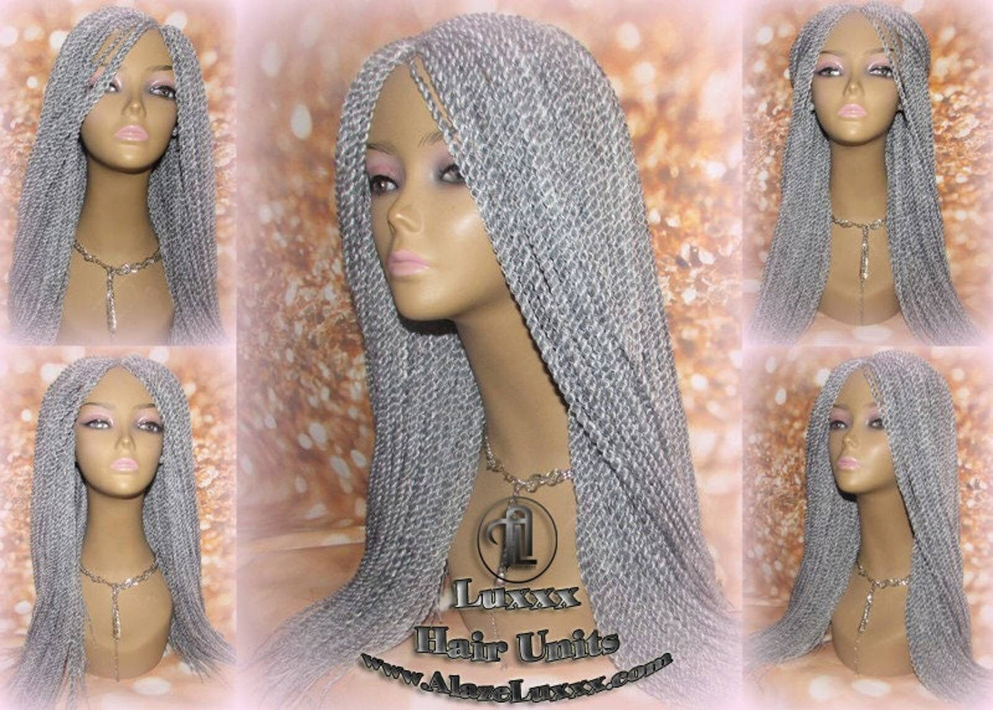 Senegalese Twist Wig Grey 44 51 Silver Braids Long Straight Small Storm Twist Braided Wigs Twisted Xpressions Braiding Hair Platinum Braids