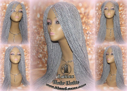 Senegalese Twist Wig Grey 44 51 Silver Braids Long Straight Small Storm Twist Braided Wigs Twisted Xpressions Braiding Hair Platinum Braids