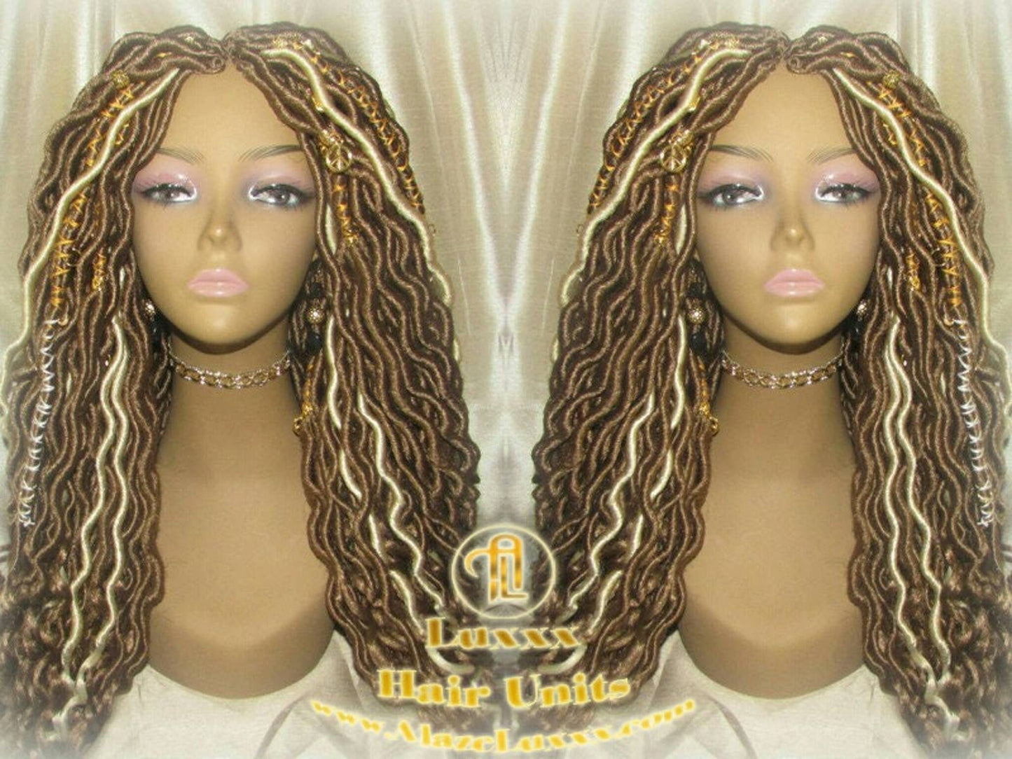 Wavy Goddess Faux Locs Blonde Honey 27 Hair Gypsy Bohemian Boho Dread Loc 613 27 DE SE Dred Lock Crochet Braided Wigs Carnival Festival Hair