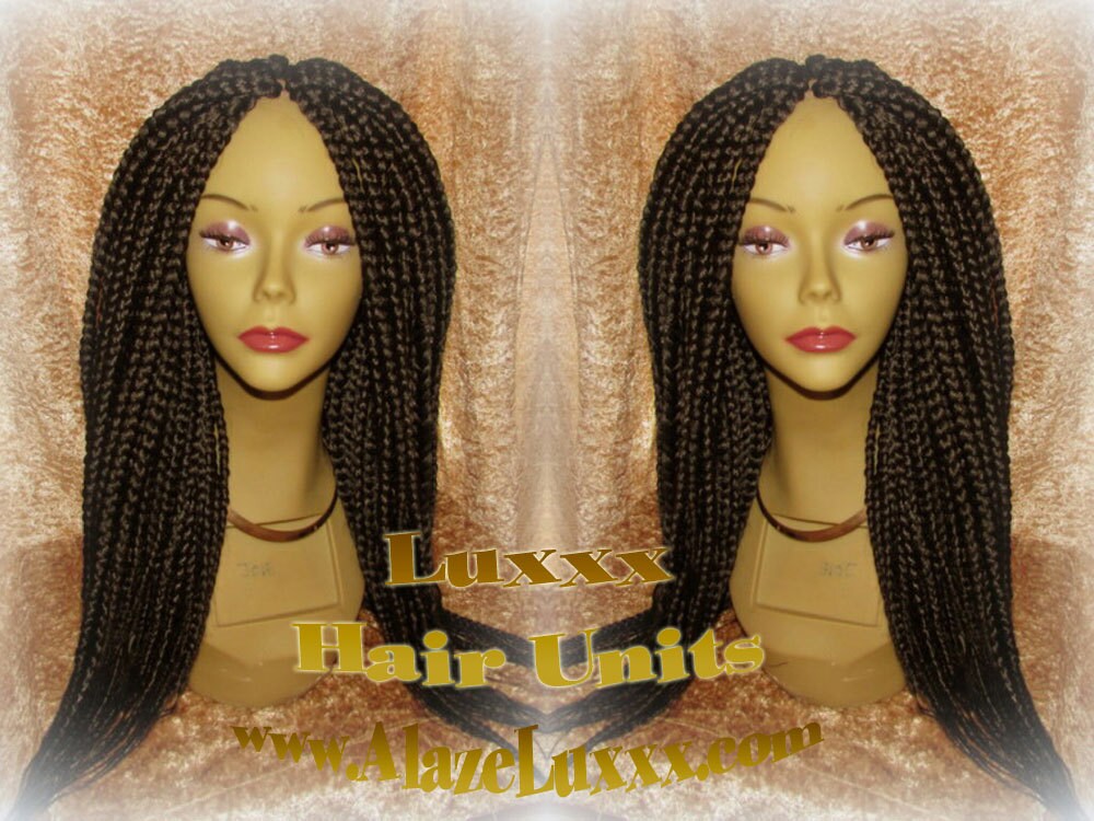 Box Braid Wig Unit 16 NEW Natural Look! Handmade Large Medium! Glueless Lace Finish! 16' Large Silky Individual Hair Braiding Braids Gang