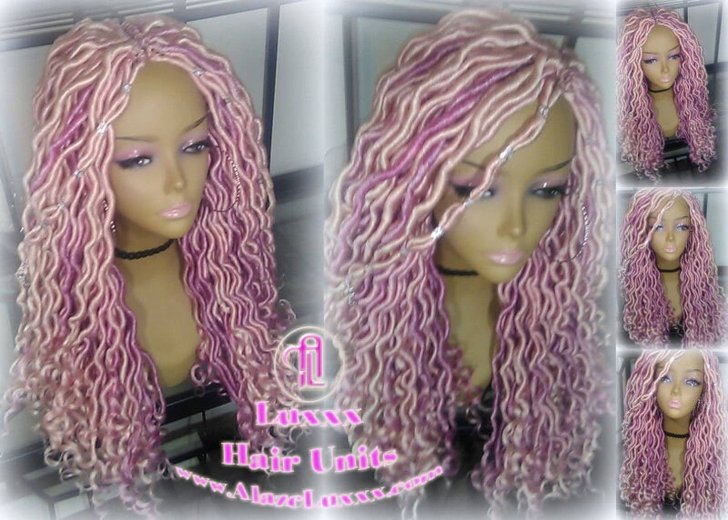 Pink Dreadlock Mermaid Wig Goddess Faux locs braided Synthetic hair Hot Pink Light Pink wig pink extensions stage hair gypsy Boho