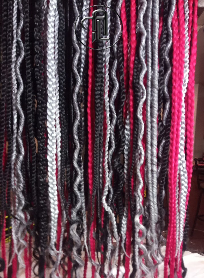 Viking Extensions Red Black Grey Silver Single End SE Braid Plaits Twist Dreads Set 100 Piece Set Kit Crochet Boho Single Loop Dreads Hippy