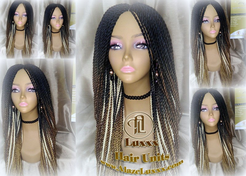 Senegalese Twist Braid Wig 26 28 Inch Long Ombre Black Brown Blonde 27 613 Small Crochet Braids Drag Queen Wig Synthetic Braiding Alopecia