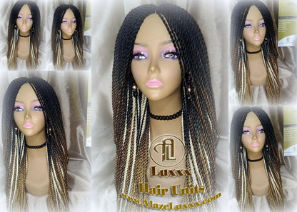 Senegalese Twist Braid Wig 26 28 Inch Long Ombre Black Brown Blonde 27 613 Small Crochet Braids Drag Queen Wig Synthetic Braiding Alopecia