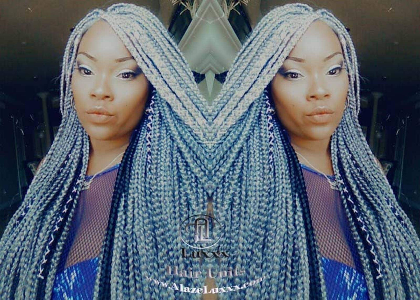 Box Braid 44 51 Wig Grey Gray Silver Lace Baby Hair Storm Long Medium Straight Glueless! Braid Lace Wig Pre Stretched Braiding Hair