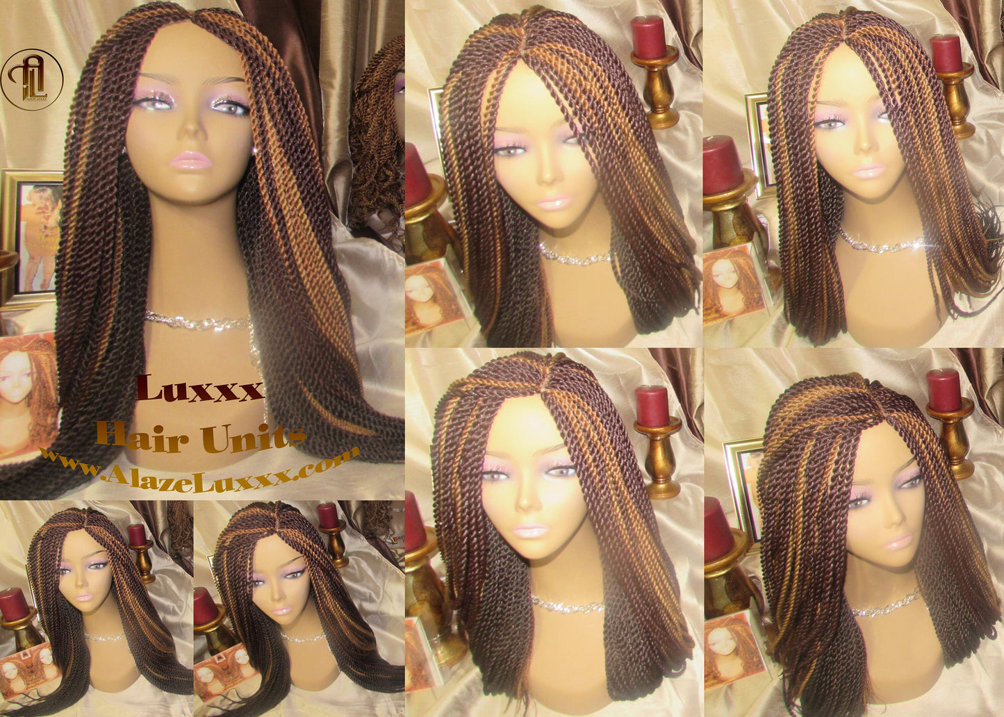 Straight Senegalese Twist Wig Unit Ready2Ship: HOT 22' Unique Rare Wine 33/27/4 Long   Alopecia Natural Small Twist Crochet Braided Braiding