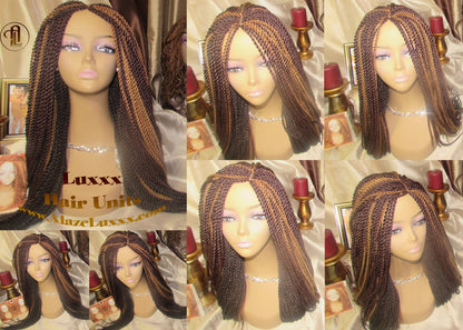 Straight Senegalese Twist Wig Unit Ready2Ship: HOT 22' Unique Rare Wine 33/27/4 Long   Alopecia Natural Small Twist Crochet Braided Braiding