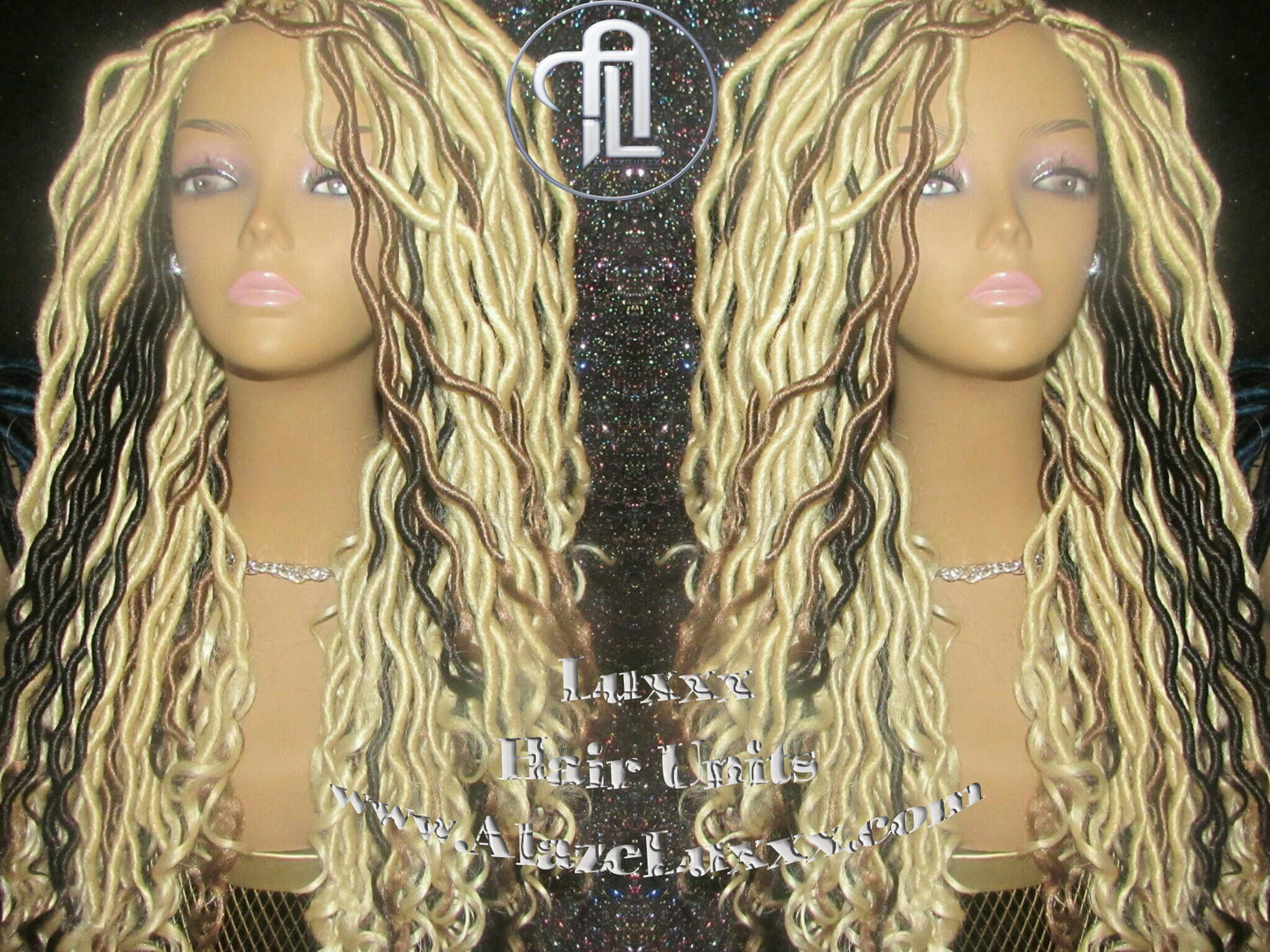 Platinum Blonde Gypsy Bohemian Boho Goddess Faux Dread Locs Wig Unit! Blonde #613 #27 Wavy NEW Marley Dred  Lock Wig Crochet Messy Hair Wig