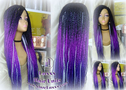 Long Ombre Purple Senegalese Twist Wig Lakers Long Small braid Kobe Bryant Ombre Mermaid Cosplay EDC Festival Carnival Vacation Wig