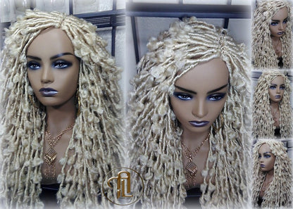 Butterfly Locs Platinum Blonde 613 Braided Wig Large Long Gypsy Bohemian Boho Wig Blonde #613  Messy Hair Wig Distressed Butterfly Locs