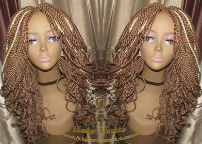 Straight Curled Senegalese Twist WigBlonde Platinum Bombshell 18' Auburn 27 30 613 Curly Alopecia Natural Kinky Marley Braided Braiding Wig