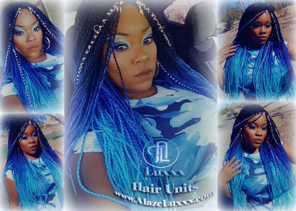 Senegalese Twist Braid Wig Blue Ombre Small Long Micro Braids Royal Baby Sky Blue  Unicorn Mermaid Wig Sale Alopecia Blue Braids