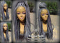 Grey Gray Silver Lace Baby Hair Box Braid 44 51 Wig Storm Long Medium Straight Glueless! Braid Lace Wig Pre Stretched Braiding Hair