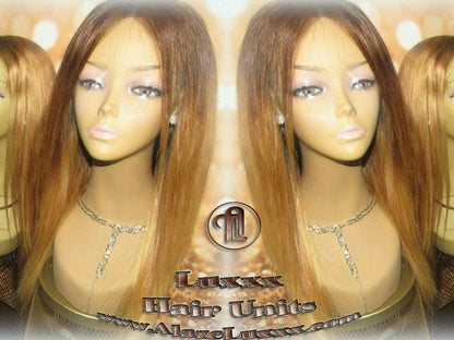 Virgin Hair Unit Wig Brown Blonde Ombre Straight Honey Hair Highlights Balayage Closure Blonde Wig 27 613 platinum dark roots Wig Stylist