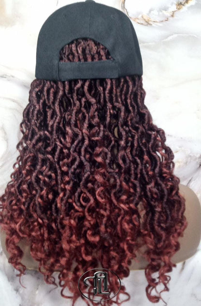 Goddess Locs Braid Wig Hat Baseball Cap 350 Ombre Mermaid Boho curly bohemian Gradient Hair Short Curly 14 16 in Hat Wig Gym Braided Hat Wig