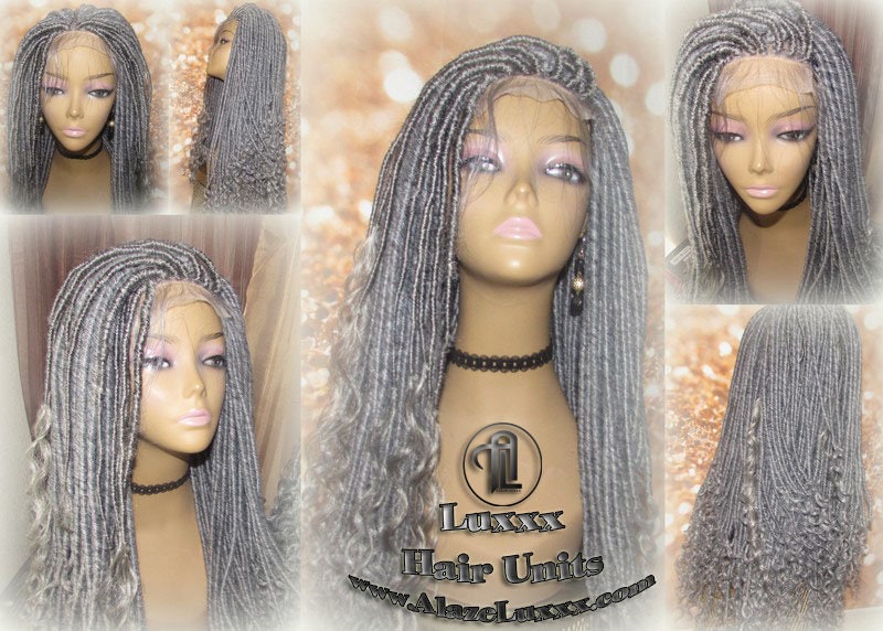 Lace Closure Straight Storm Silver Grey Gray 44 51 Platinum Gypsy Goddess Faux Dread Loc Unit Wavy Lock Crochet Freetress Model Model Wig