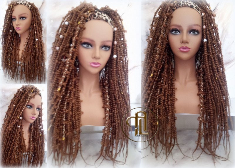 Headband Wig Butterfly Jungle Viking Braids  Honey Brown 30  Box Braids Gypsy Bohemian Boho Wig Blonde Long Straight Hair Fall Braided Wig